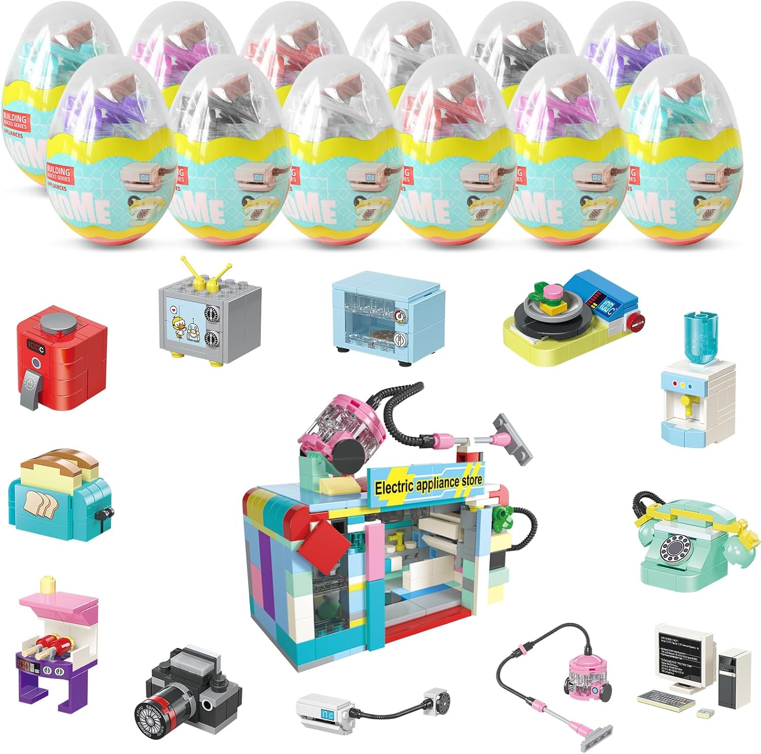 LEBOCADO Building Toys for Girls Gift, Mini Building Blocks Appliances for Kids, STEM Building Blocks Party Favors Prizes for Birthday Christmas Easter - 12 Pack