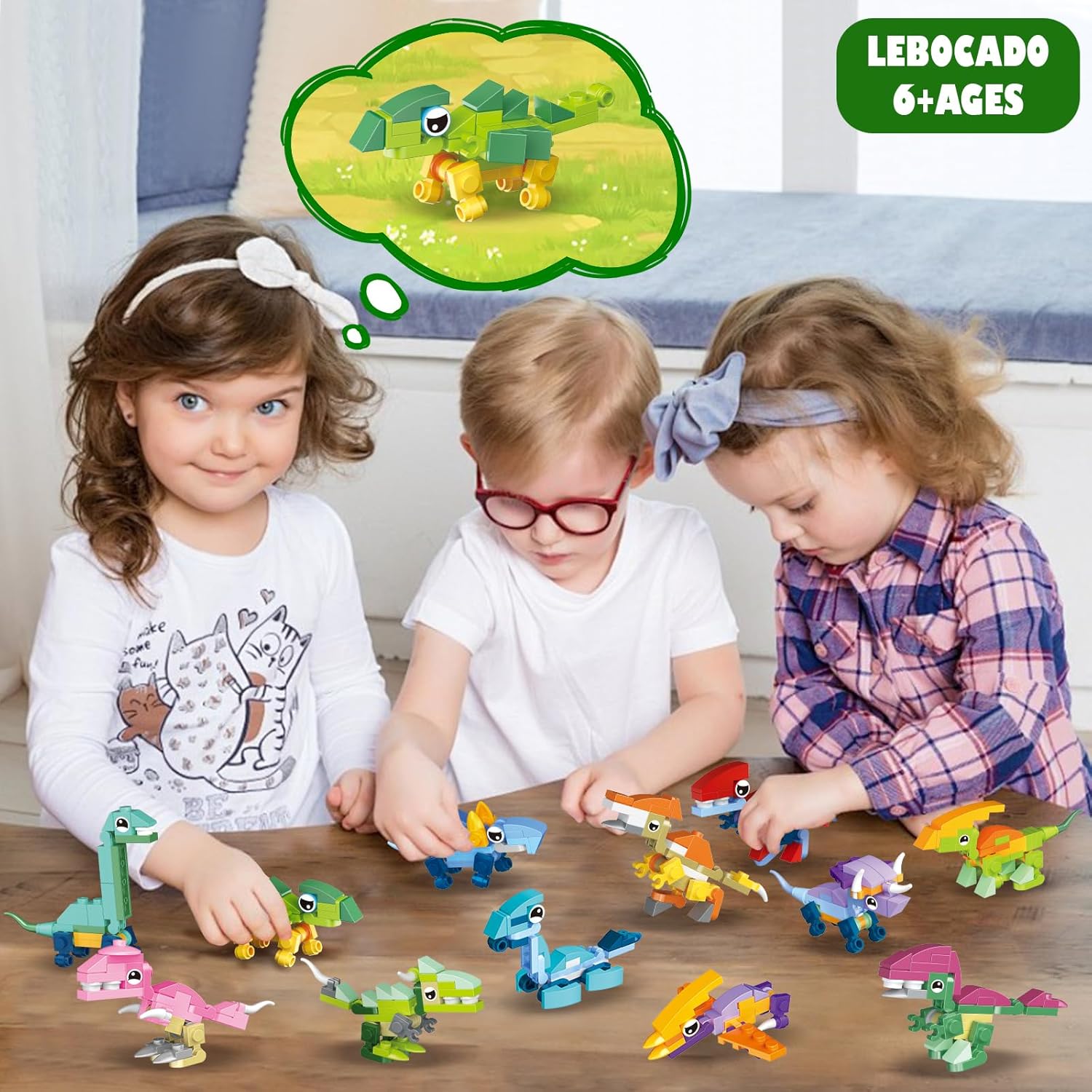 LEBOCADO 12 in 1 Dinosaur Building Block Set Party Favor for Kids, STEM Building Blocks Toys Mini Dinosaur for Classroom Prizes Christmas Goodie Bag Birthday Gift - 12 pack