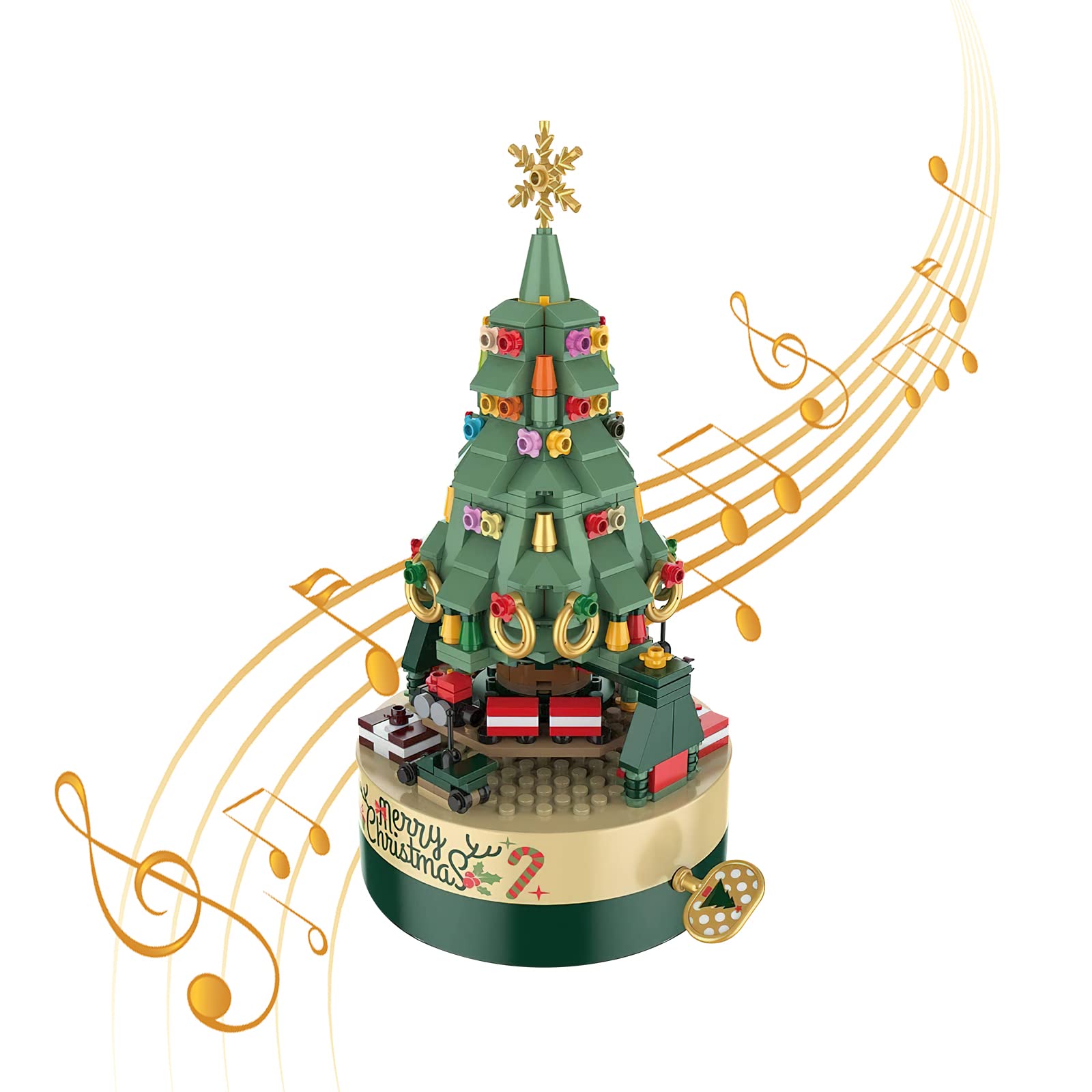 LEBOCADO Christmas Tree Music Box Building Blocks - DIY Xmas Building Kit (360 Components)