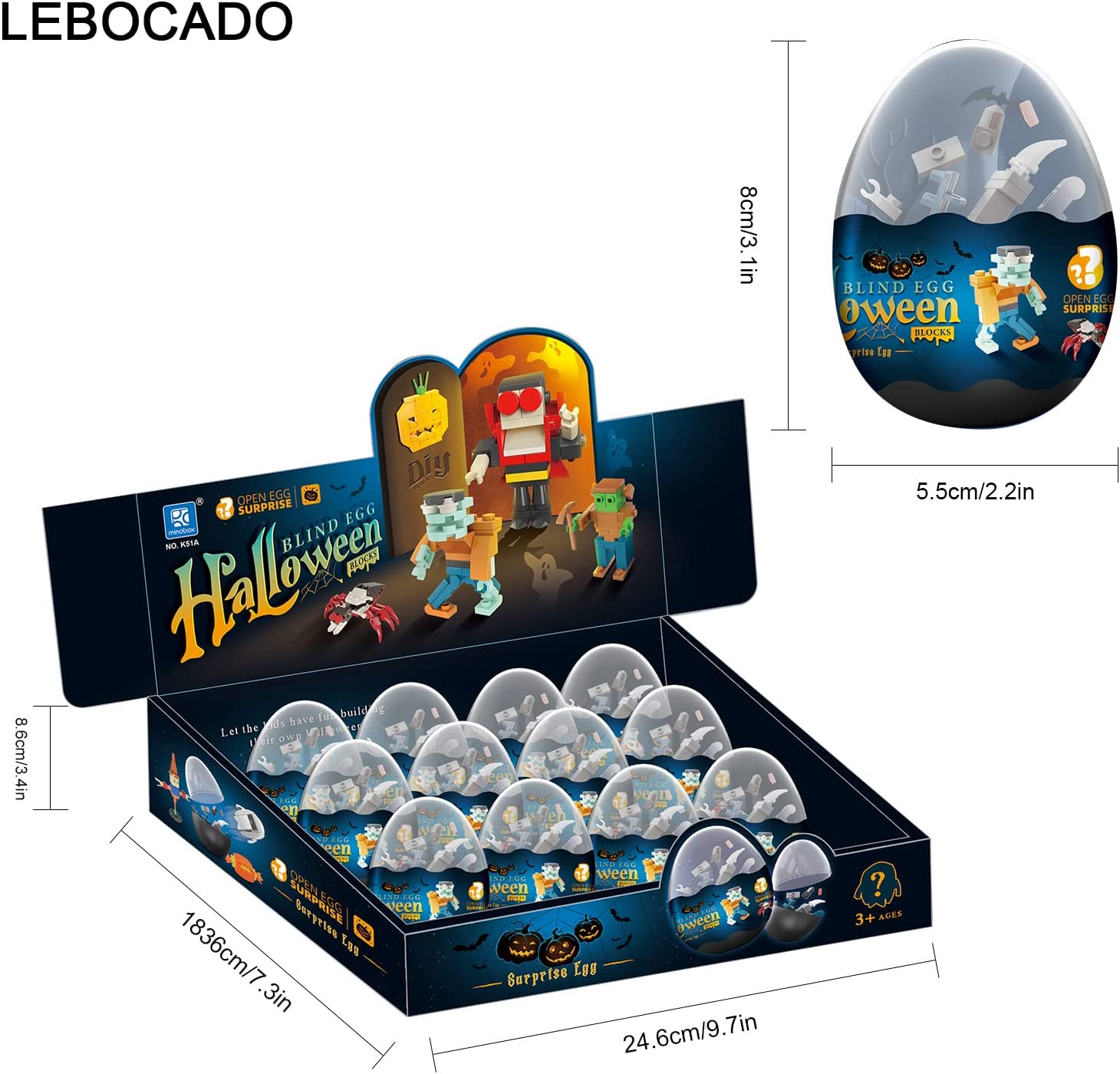 LEBOCADO Building Blocks Music Box, Christmas Tree Building Blocks Kits Rose Flower Music Box Building Kit Christmas Building Block (Splice Egg-Halloween)