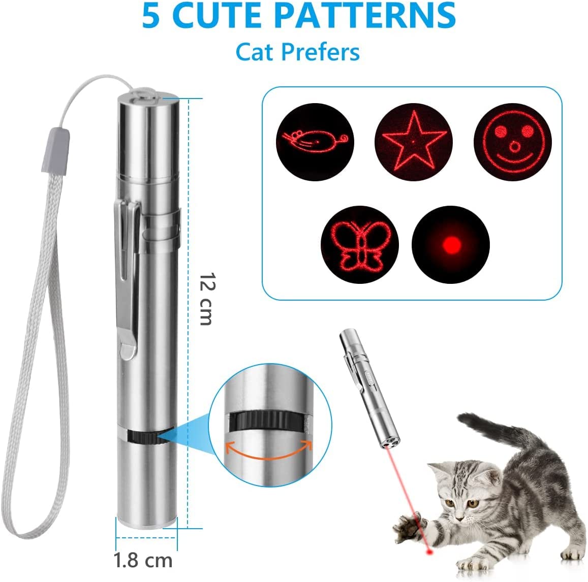 LEBOCADO Cat Dog Red Pointer Light Toy 7-in-1 Cat Toys Cat Dog Interactive Toy