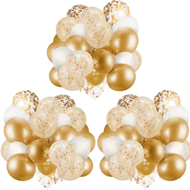 LEBOCADO 60 Pack Gold Balloons + Gold Confetti Balloons