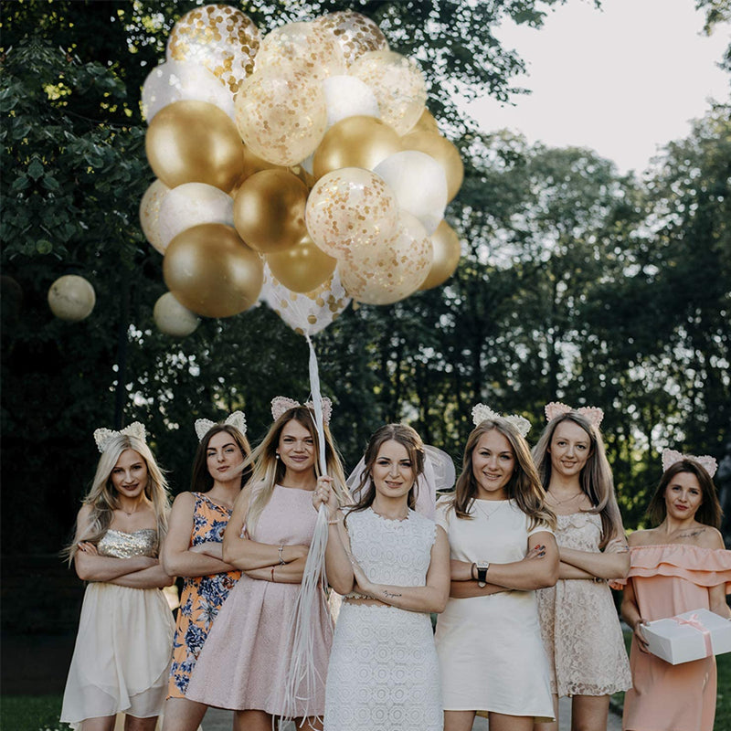 LEBOCADO 60 Pack Gold Balloons + Gold Confetti Balloons