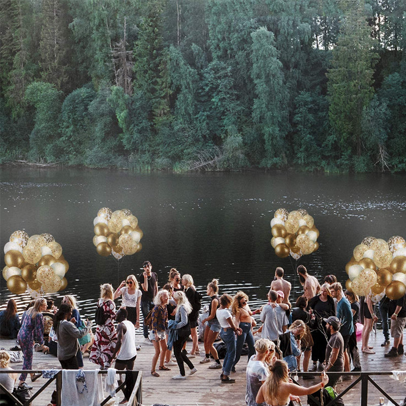 LEBOCADO 60 Pack Gold Balloons + Gold Confetti Balloons