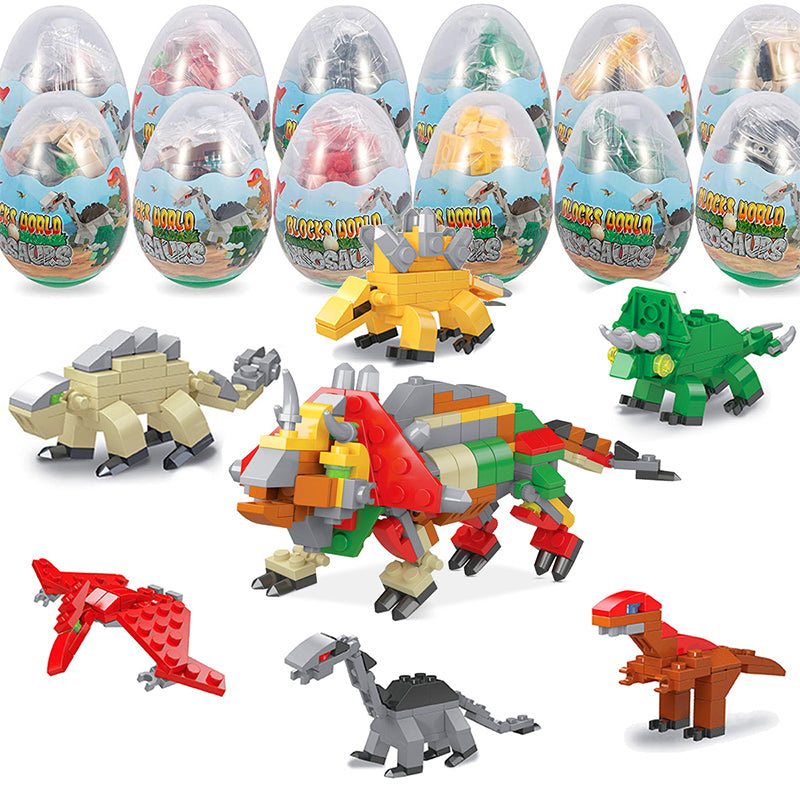 LEBOCADO 12PCS Pre Filled Easter Eggs with Dinosaurs Building Blocks