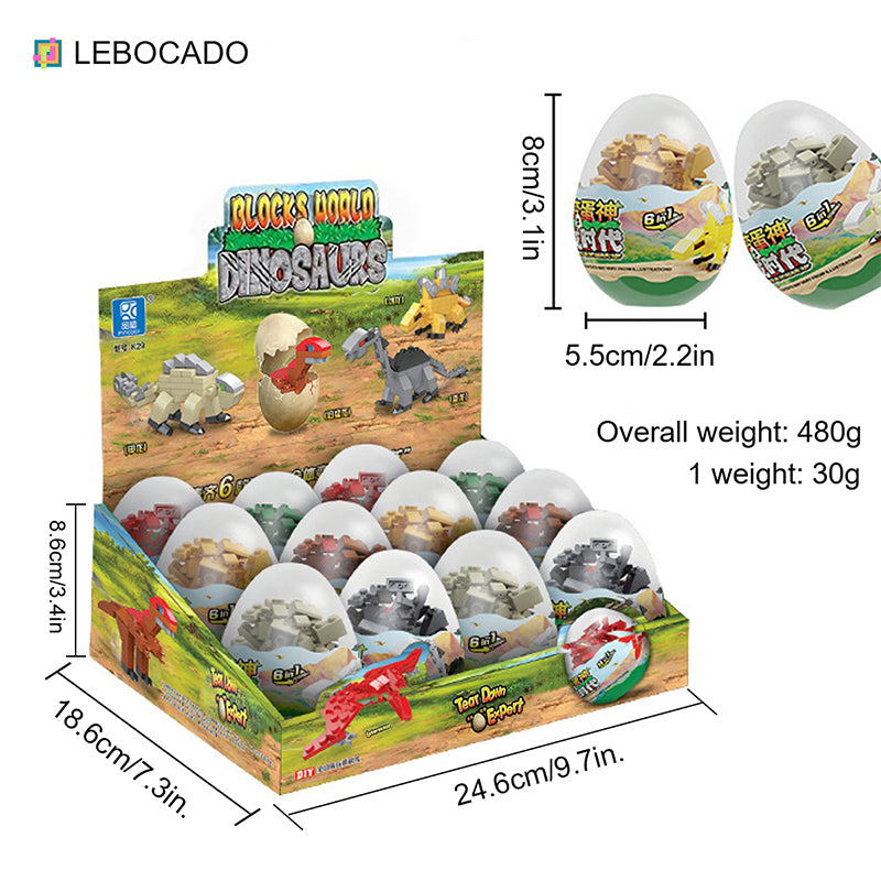 LEBOCADO 12PCS Pre Filled Easter Eggs with Dinosaurs Building Blocks