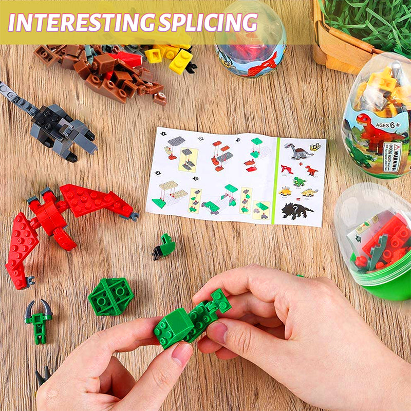 LEBOCADO 12PCS Pre Filled Easter Eggs with Dinosaurs Building Blocks