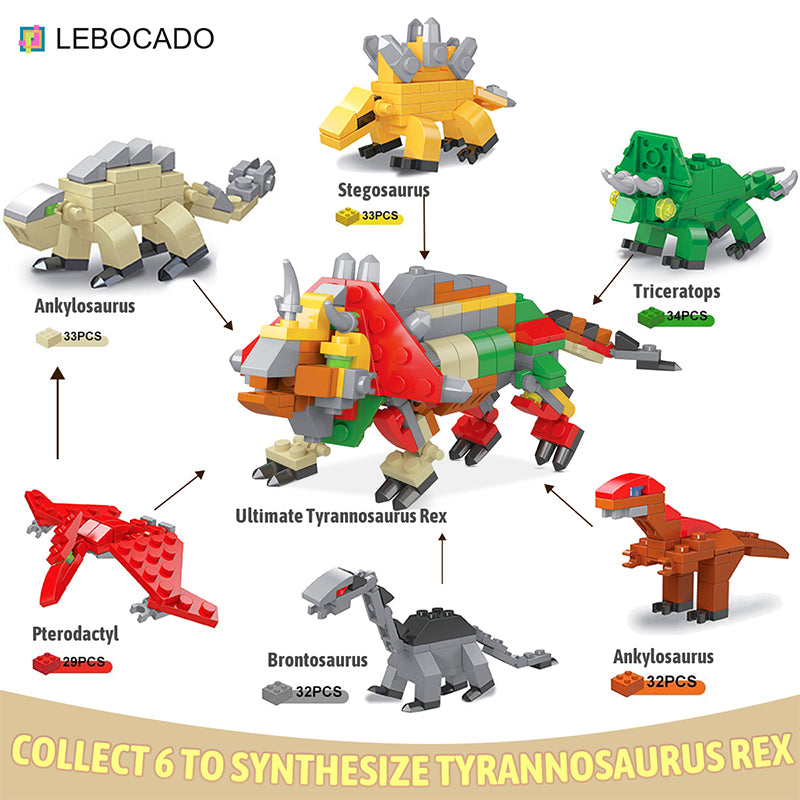 LEBOCADO 12PCS Pre Filled Easter Eggs with Dinosaurs Building Blocks