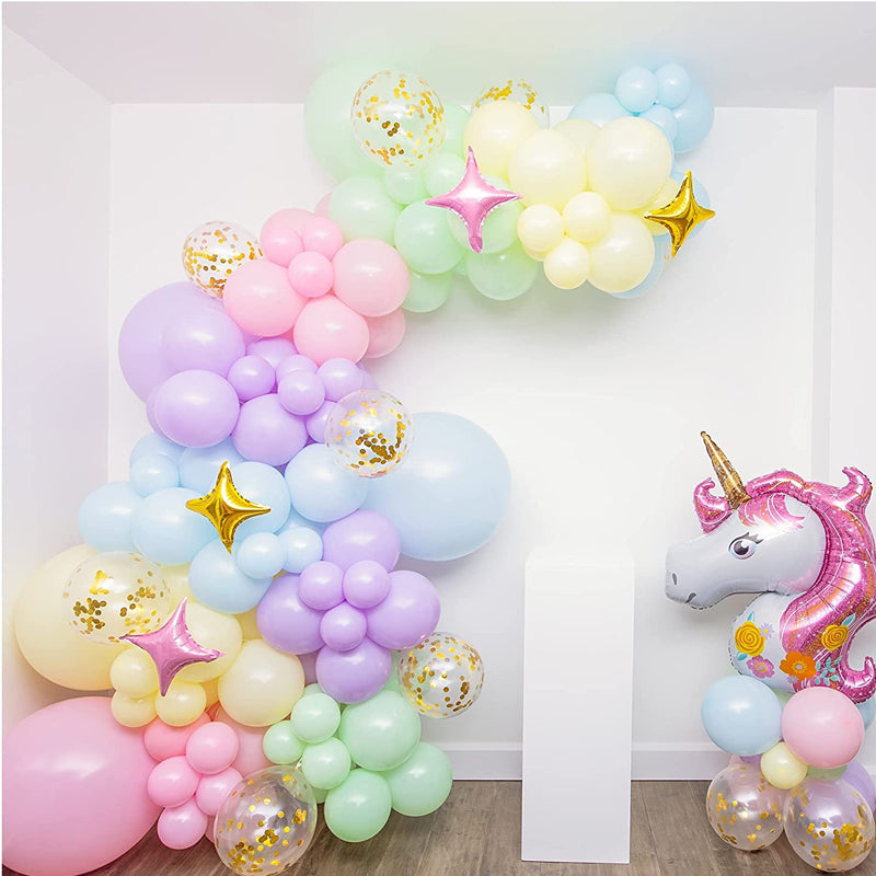 LEBOCADO Premium DIY Pastel Rainbow Unicorn Balloon Arch and Garland Kit