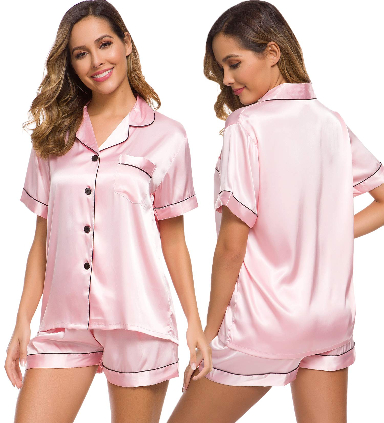 LEBOCADO Womens Silk Satin Pajamas Set