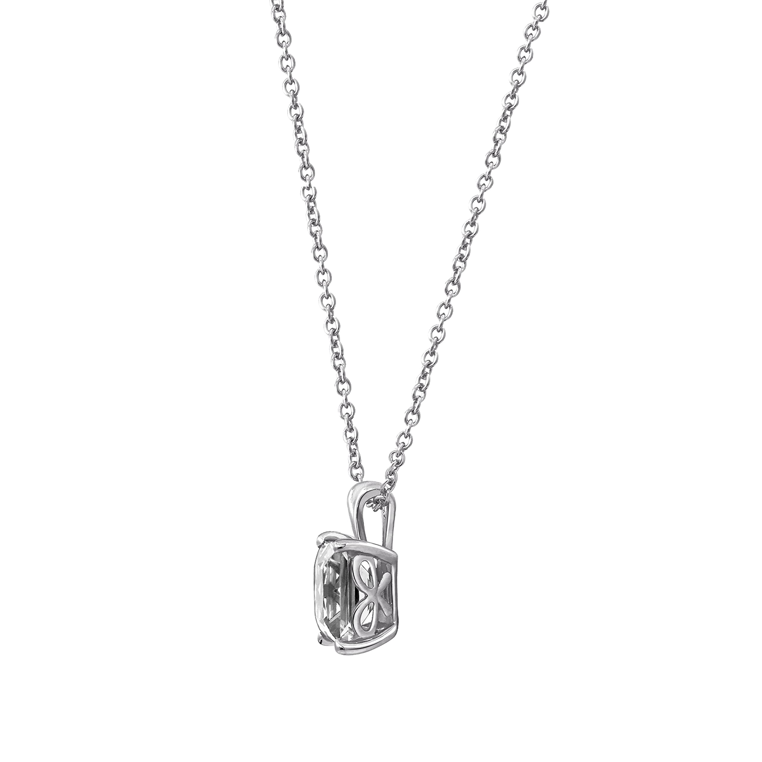 Platinum Plated Sterling Silver Princess Cut Solitaire Pendant Necklace made with Infinite Elements Zirconia, 18"