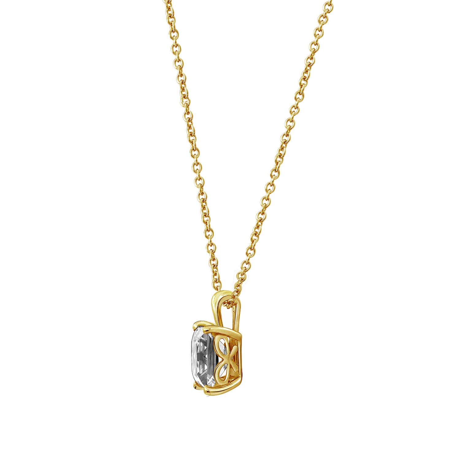 Yellow Gold Plated Sterling Silver Princess Cut Solitaire Pendant Necklace made with Infinite Elements Zirconia, 18"